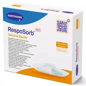   RESPOSORB SILICONE BORDER 15 X 15 CM (10) szuperabszorbens hidrocelluláris kötszer szilikonréteggel