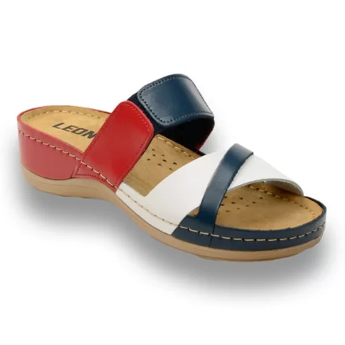Papucs női COMFORT 909 piros / fehér / kék 40