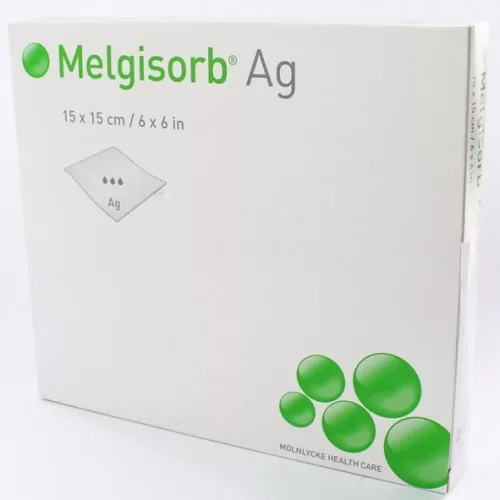 Melgisorb AG 15x15 cm ezüst-aligát kötszer