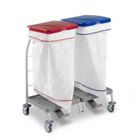 Szennyesgyűjtő kocsi 2 részes pedálos zsák 70l-kék
