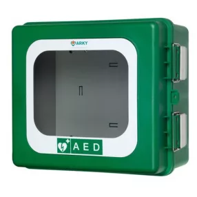   ARKY-ZÖLD defibrillátor fali tartó - kültéri - riasztóval - FŰTÉSSEL