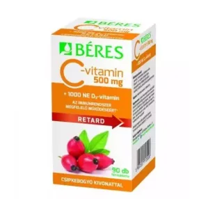   Béres C-vitamin 500 mg RETARD filmtabletta csipkebogyó kivonattal + 1000 NE D3-vitamin 90 db