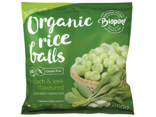 Biopont bio rizsgolyó spenóttal és póréhagymával 60 g