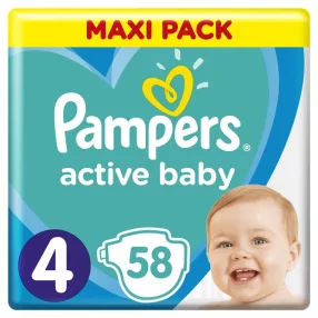 PAMPERS ACTIVE BABY 4 MAXI 9-14KG 58X