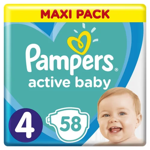 PAMPERS ACTIVE BABY 4 MAXI 9-14KG 58X