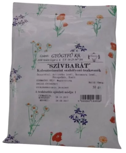 SZÍVBARÁT TEA KOLESZT CSÖKK 50G GYÓGYFŰ