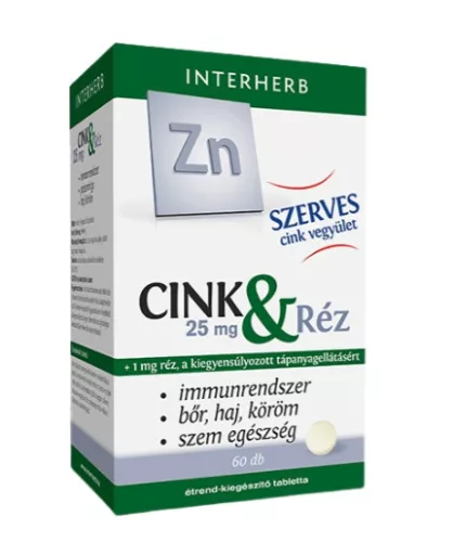 INTERHERB SZERVES CINK 25MG RÉZ TABL 60X