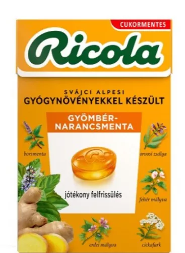 RICOLA GYÖMBÉR NARANCSMENTA CUKORKA 40G