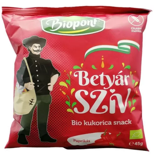 BIO BETYÁR SZÍV KUKORICA SNACK PAPR 45G