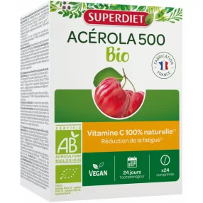 SUPERDIET BIO ACEROLA 500MG +C RÁGÓT 24X