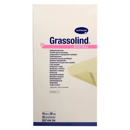 Grassolind kenőcstüll 10 x 20 cm 30 db/doboz impregnált gézlap steril (hartmann)