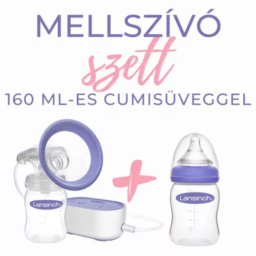 LANSINOH SZETT 2 FÁZISÚ ELEKTROMOS MELLSZÍVÓ + 160 ML CUMISÜVEG SZETT