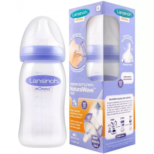 Lansinoh momma cumisüveg 240 ml közepes folyású etetőcumival