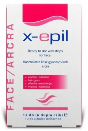 X-epil használatra kész gyantacsík arcra 6x2 db