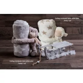   Naturtex bézs teddy pöttyös mintázatú plüss (21 cm) + pléd 100 x 75 cm