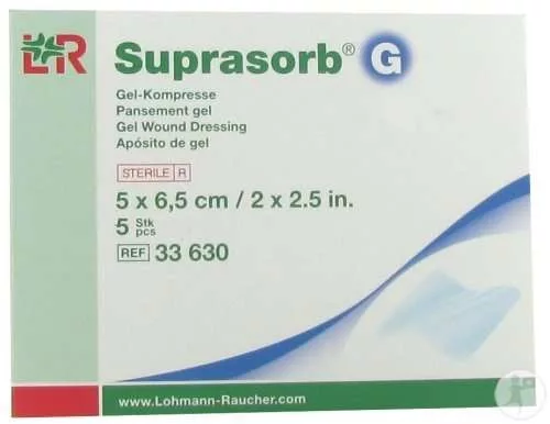 Suprasorb g 5 x 6,5 cm 33630 hydrogél lap kötszer steril (lohmann)