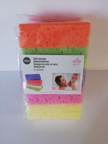 Fürdőszivacs 10 db-os 5 színben (12x7x2 cm)