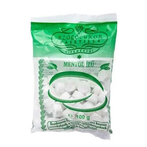 Szőlőcukor pasztilla mentolos 100 gr újfehértói