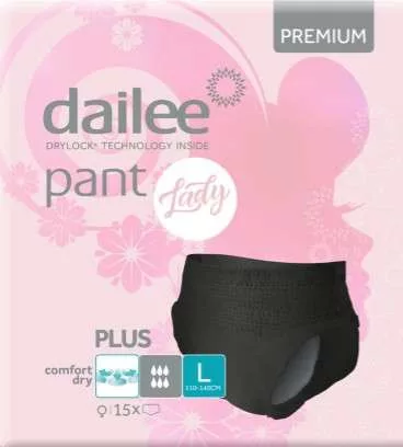 DAILEE PANT LADY PRÉMIUM L-ES BLACK PLUS INKONTINENCIA NADRÁG 2030 ML 15DB/CS 6CS/#