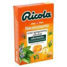 RICOLA NARANCS-MENTA GYÓGYNÖVÉNYES CUKORKA 40 GR