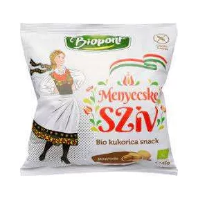   BIOPONT BIO KUKORICÁS SNACK MENYECSKE SZÍV MOGYORÓS 45 GR GM