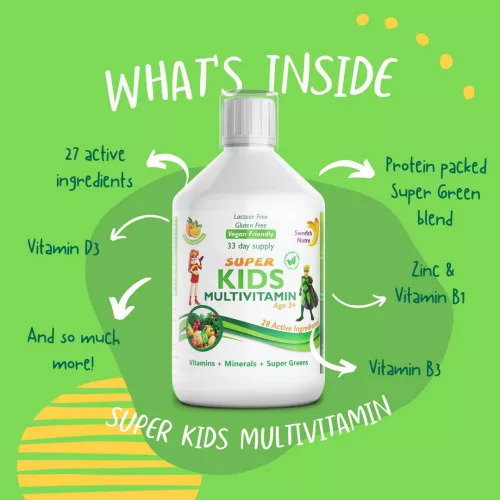 SWEDISH NUTRA SUPER KIDS FOLYÉKONY MULTIVITAMIN GYEREKEKNEK 500 ML 3+