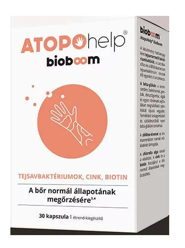 BIOBOOM ATOPOHELP ÉTRENDKIEGÉSZÍTŐ KAPSZULA 30 DB-OS (A BŐR NORMÁL ÁLLAPOTÁNAK MEGŐRZÉSÉRE)