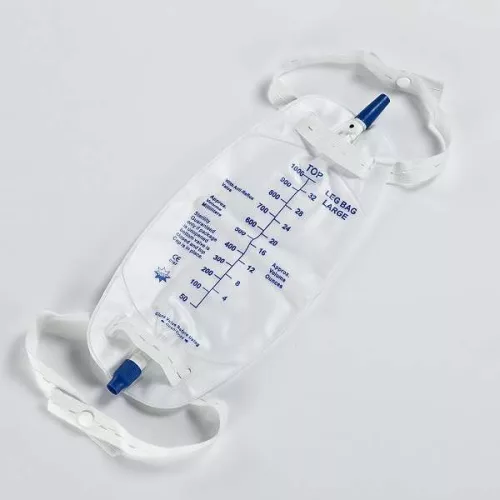 VIZELETGYŰJTŐ ZSÁK LÁBRA RÖGZÍTHATŐ 600 ML URINE BAG