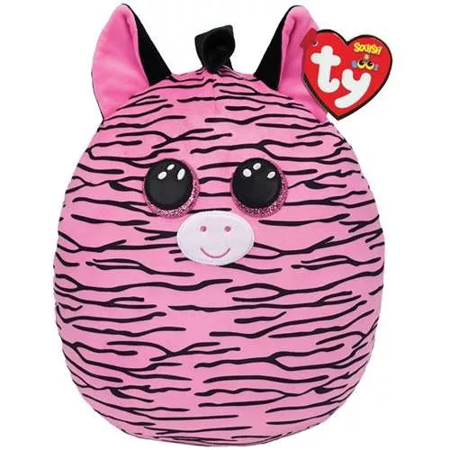 TY SQUISHY BEANIES PÁRNA ALAKÚ PLÜSS ZOEY 30 CM RÓZSASZÍN ZEBRA