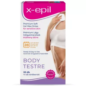   X-EPIL HASZNÁLATRA KÉSZ GYANTACSÍK TESTRE ÉRZÉKENY BŐRRE 20 DB