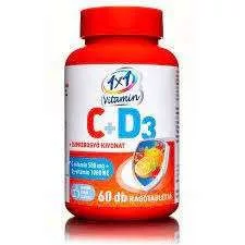 1X1 VITADAY C VITAMIN 500 MG +D3 1000NE 60 DB-OS RÁGÓTABLETTA