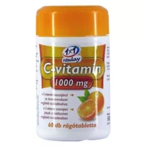   1X1 VITADAY C-VITAMIN RÁGÓTABLETTA NARANCSOS 1000 MG 60 DB VEGÁN