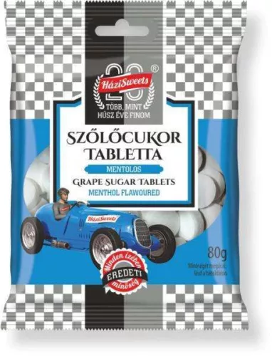 HÁZISWEETS SZŐLŐCUKOR MENTOLOS 80 GR