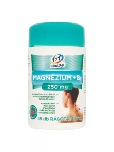 1x1 Vitaday magnézium + B6 vitamin 45 db-os rágótabletta 250 mg