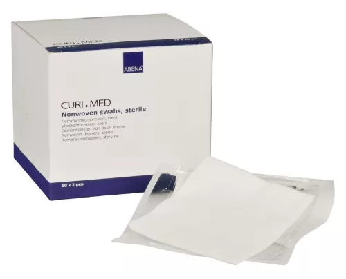 Curi-med nem szőtt sebfedő steril 2 db/csomag 10 x 10 cm 100 db/doboz (abena)